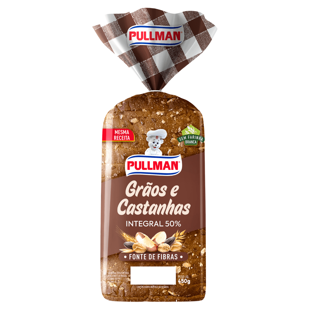 Pão Integral Grãos E Castanhas Pullman Pacote 450g